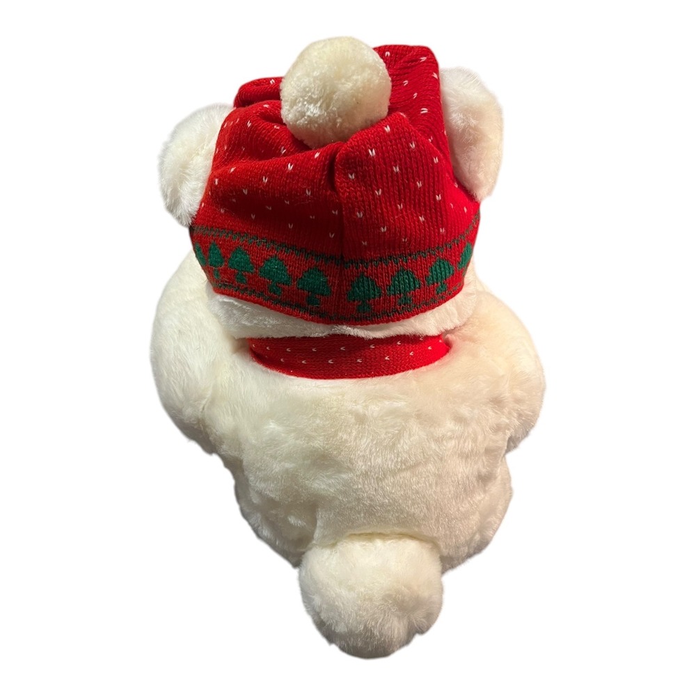 Vtg NWT 1987 Lazarus Lazzie Bear White Plush Christmas Teddy Bear Red Hat Scarf - Picture 4 of 7